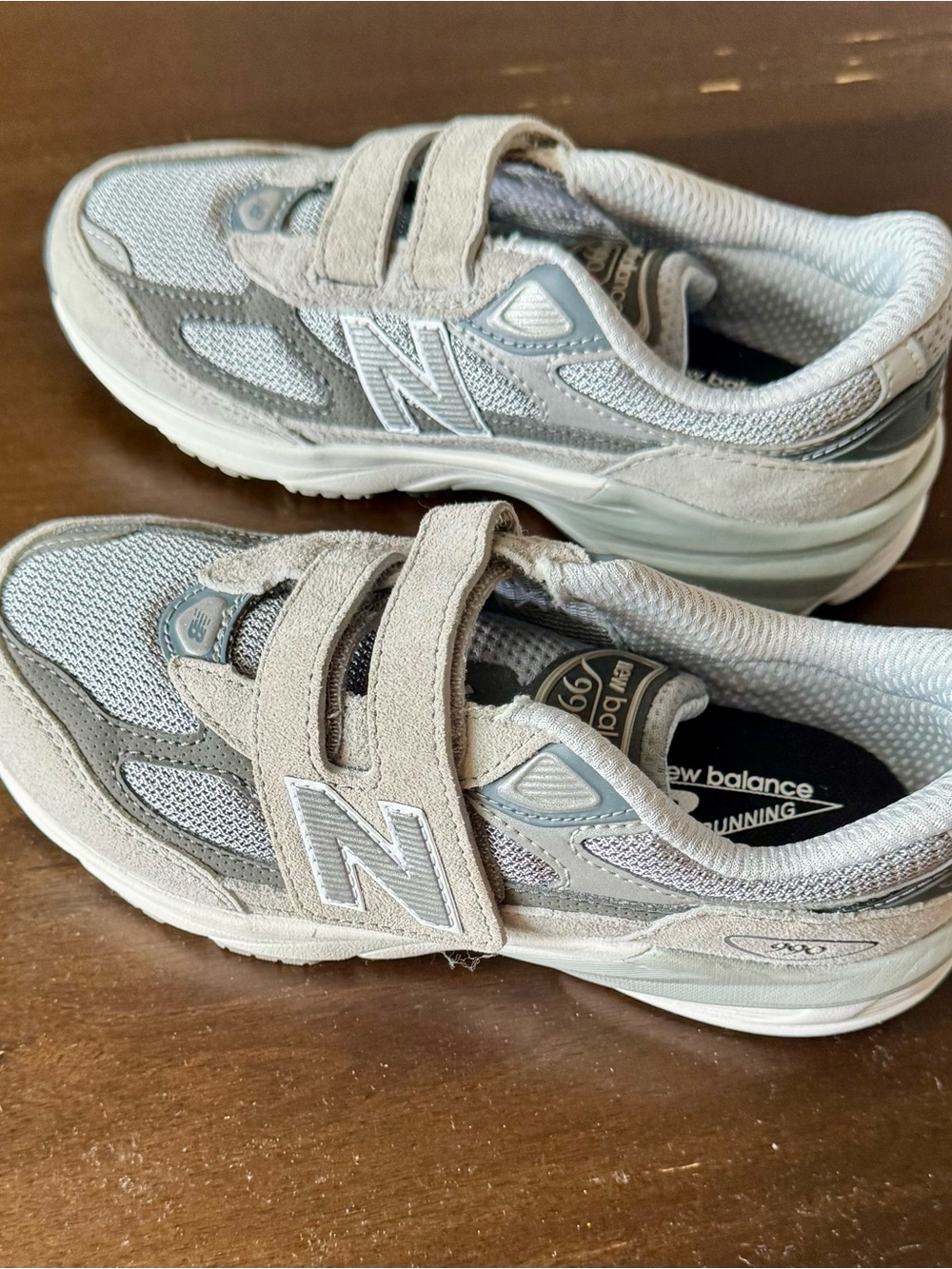 New Balance Kids Grey and Silver Hook-and-Loop Sneakers